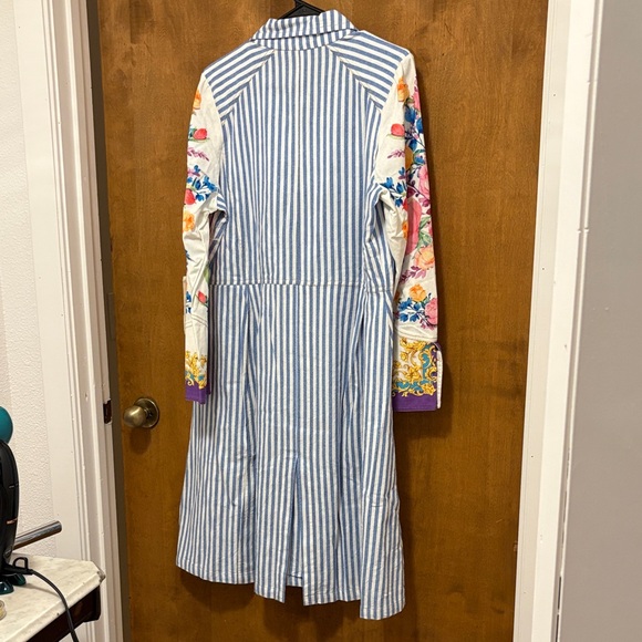 251. Aratta Striped Double-Breasted Coat with Floral Sleeves - Picture 2 of 2